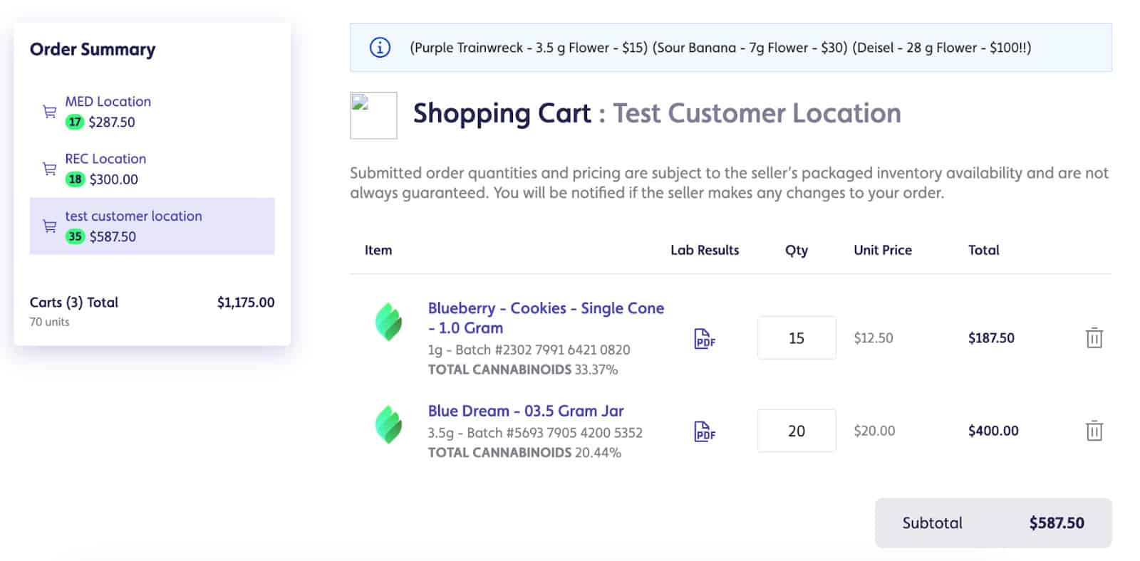 Multi-Location Shopping Cart